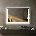Grand miroir de salle de bain 60x36 pouces, miroir de courtoisie sans cadre avec lumières LED, éclairage avant et arrière, miroir mural pour lavabo, entrée, chambre à coucher