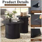 AMERLIFE Table basse gigogne rustique, tables d'appoint rondes aspect bois pour salon