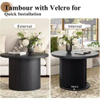 AMERLIFE Table basse gigogne rustique, tables d'appoint rondes aspect bois pour salon
