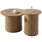 AMERLIFE Table basse gigogne rustique, tables d'appoint rondes aspect bois pour salon
