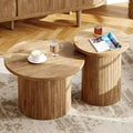 AMERLIFE Rustic Nesting Coffee Table Set, Round Wood Finish Side Tables for Living Room