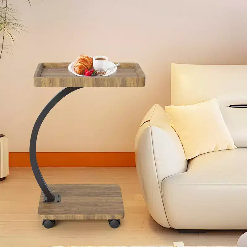 Table d'appoint avec roulettes, petite table de chevet, plateau TV rotatif à 360° en bois, pour salon, chambre à coucher