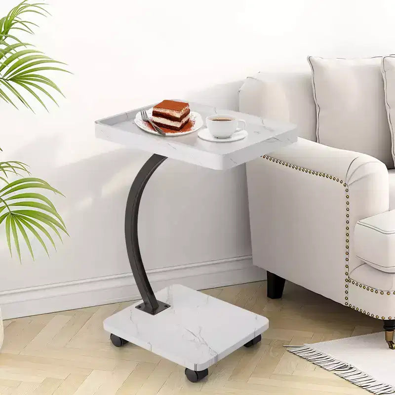 Table d'appoint avec roulettes, petite table de chevet, plateau TV rotatif à 360° en bois, pour salon, chambre à coucher