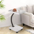 Table d'appoint avec roulettes, petite table de chevet, plateau TV rotatif à 360° en bois, pour salon, chambre à coucher