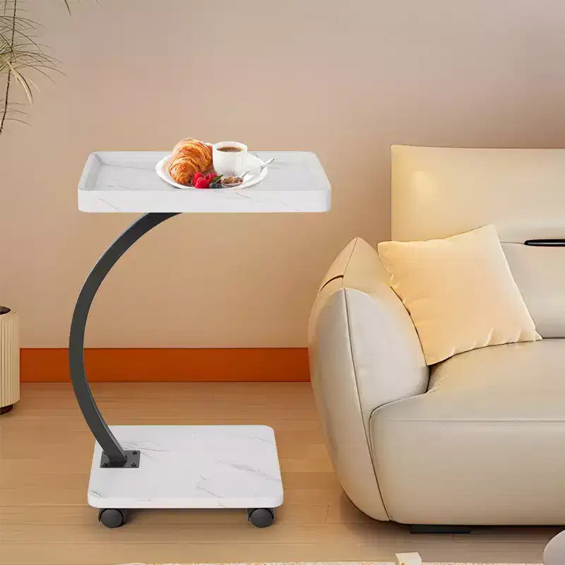 Table d'appoint avec roulettes, petite table de chevet, plateau TV rotatif à 360° en bois, pour salon, chambre à coucher