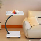 Table d'appoint avec roulettes, petite table de chevet, plateau TV rotatif à 360° en bois, pour salon, chambre à coucher