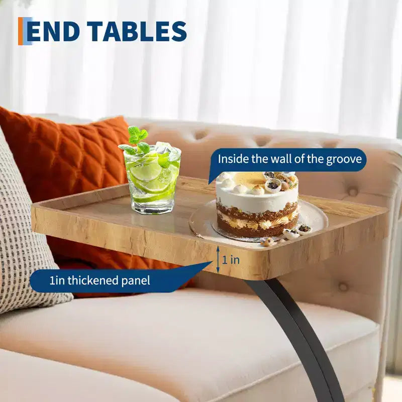Table d'appoint avec roulettes, petite table de chevet, plateau TV rotatif à 360° en bois, pour salon, chambre à coucher