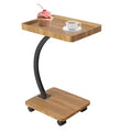 End Table with Rolling Wheels, Small Bed Stand, Wooden 360 Rotating TV Tray, for Living Room, Bedroom