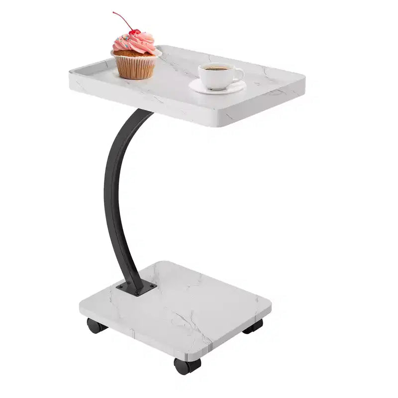 Table d'appoint avec roulettes, petite table de chevet, plateau TV rotatif à 360° en bois, pour salon, chambre à coucher