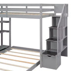 Lits superposés séparables superposés en L, avec escalier de rangement, cadre de lit en bois avec 4 tiroirs et étagères pour enfants, adolescents et adultes