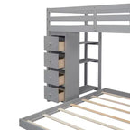 Lits superposés séparables superposés en L, avec escalier de rangement, cadre de lit en bois avec 4 tiroirs et étagères pour enfants, adolescents et adultes
