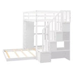 Lits superposés séparables superposés en L, avec escalier de rangement, cadre de lit en bois avec 4 tiroirs et étagères pour enfants, adolescents et adultes