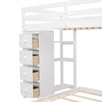 Lits superposés séparables superposés en L, avec escalier de rangement, cadre de lit en bois avec 4 tiroirs et étagères pour enfants, adolescents et adultes