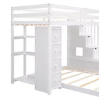 Lits superposés séparables superposés en L, avec escalier de rangement, cadre de lit en bois avec 4 tiroirs et étagères pour enfants, adolescents et adultes