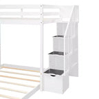 Lits superposés séparables superposés en L, avec escalier de rangement, cadre de lit en bois avec 4 tiroirs et étagères pour enfants, adolescents et adultes