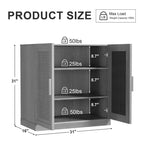 Meuble de rangement haut de 31 po en grain de bois blanc, organisateur de rangement avec 2 portes en rotin tressé pour chambre à coucher/salon/salle à manger