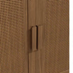 Meuble de rangement haut de 31 po en grain de bois blanc, organisateur de rangement avec 2 portes en rotin tressé pour chambre à coucher/salon/salle à manger