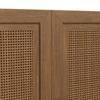 Meuble de rangement haut de 31 po en grain de bois blanc, organisateur de rangement avec 2 portes en rotin tressé pour chambre à coucher/salon/salle à manger