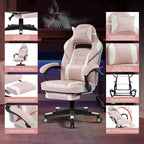 Chaise de bureau rose fleur de cerisier avec repose-pieds, chaise d'ordinateur ergonomique avec support lombaire et appui-tête, base pivotante à 360° et chaises de direction réglables en hauteur