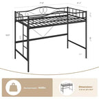 Lit mezzanine double avec échelle et garde-corps de sécurité intégral, lit mezzanine double en métal robuste de 180 kg de capacité de charge, peu encombrant