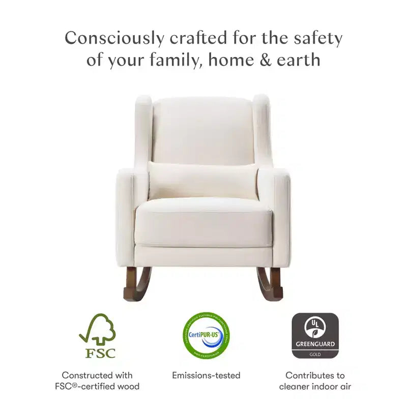 Fauteuil à bascule Kai de Babyletto en tissu Eco-Performance | Hydrofuge et antitache