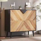 Armoire de rangement finition bois, buffet d'appoint autoportant avec portes pour salle à manger et entrée