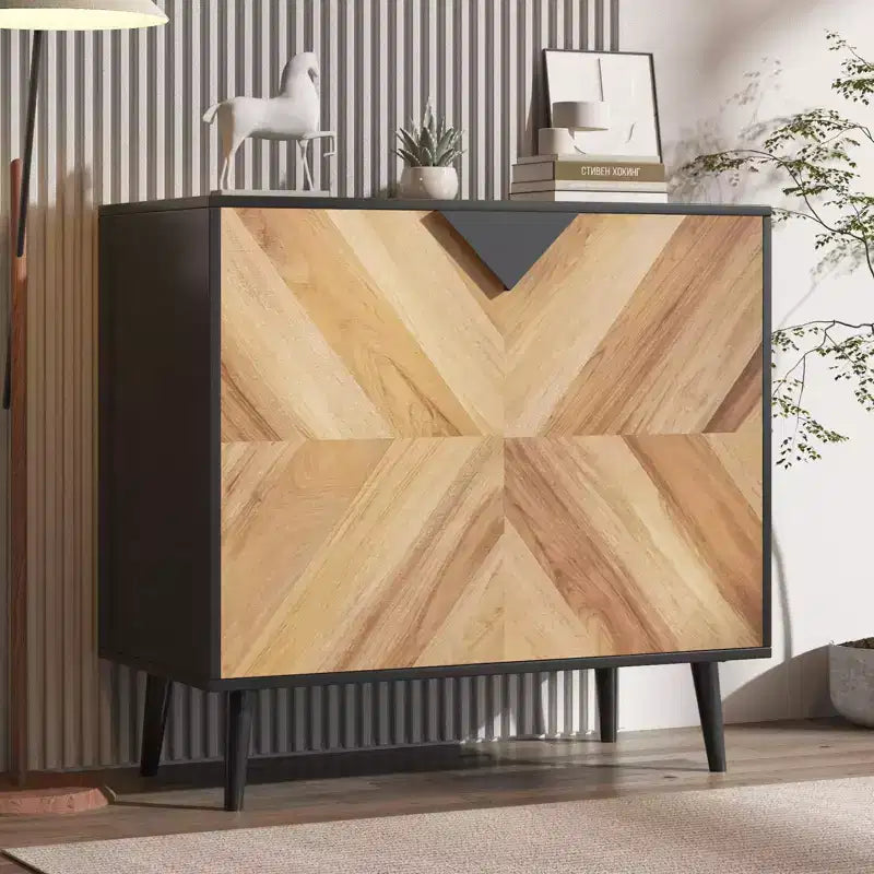Armoire de rangement finition bois, buffet d'appoint autoportant avec portes pour salle à manger et entrée