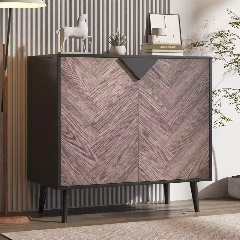 Armoire de rangement finition bois, buffet d'appoint autoportant avec portes pour salle à manger et entrée