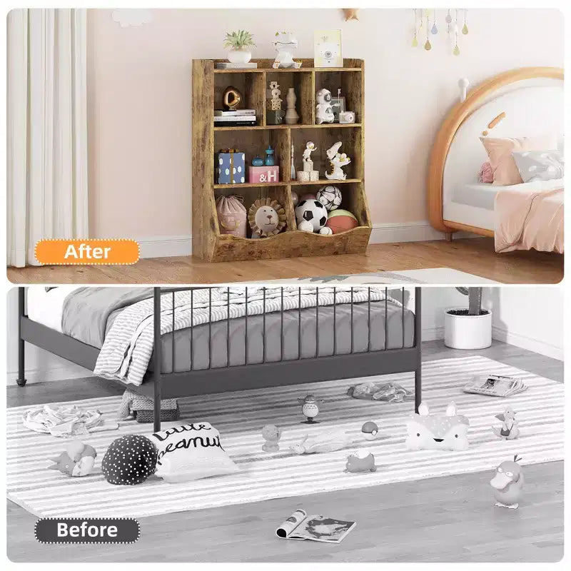 Bibliothèque pour enfants à trois niveaux, bibliothèque pour enfants avec armoires de rangement, étagère de rangement pour jouets, adaptée aux salles de jeux, aux chambres d'enfants