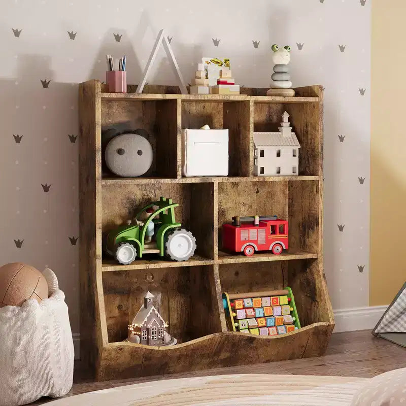 Bibliothèque pour enfants à trois niveaux, bibliothèque pour enfants avec armoires de rangement, étagère de rangement pour jouets, adaptée aux salles de jeux, aux chambres d'enfants