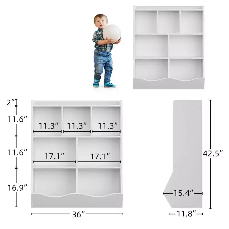 Bibliothèque pour enfants à trois niveaux, bibliothèque pour enfants avec armoires de rangement, étagère de rangement pour jouets, adaptée aux salles de jeux, aux chambres d'enfants
