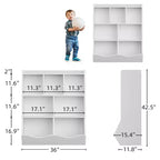 Bibliothèque pour enfants à trois niveaux, bibliothèque pour enfants avec armoires de rangement, étagère de rangement pour jouets, adaptée aux salles de jeux, aux chambres d'enfants