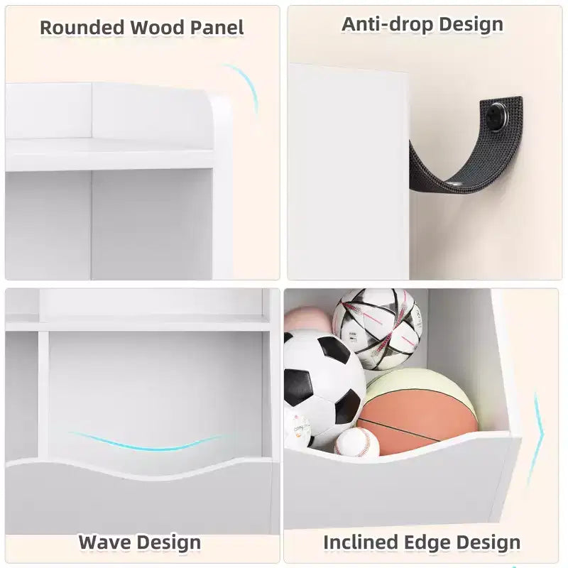Bibliothèque pour enfants à trois niveaux, bibliothèque pour enfants avec armoires de rangement, étagère de rangement pour jouets, adaptée aux salles de jeux, aux chambres d'enfants