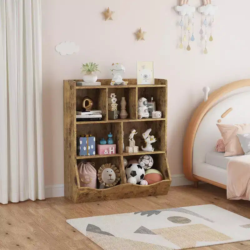 Bibliothèque pour enfants à trois niveaux, bibliothèque pour enfants avec armoires de rangement, étagère de rangement pour jouets, adaptée aux salles de jeux, aux chambres d'enfants