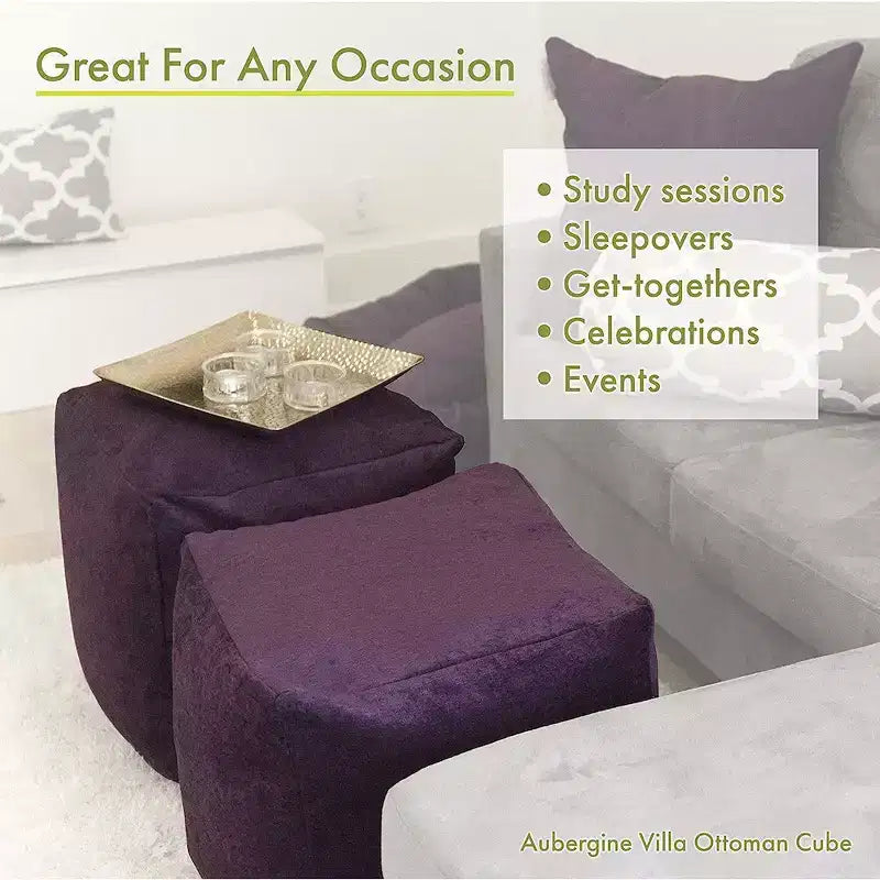 Majestic Home Goods, Cube Pouf French Quarter Navy