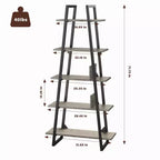 Grande étagère industrielle en bois à 5 niveaux avec design rustique ouvert, étagères de présentation autoportantes pour le rangement à domicile ou au bureau