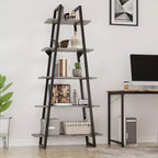 Grande étagère industrielle en bois à 5 niveaux avec design rustique ouvert, étagères de présentation autoportantes pour le rangement à domicile ou au bureau