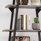 Grande étagère industrielle en bois à 5 niveaux avec design rustique ouvert, étagères de présentation autoportantes pour le rangement à domicile ou au bureau