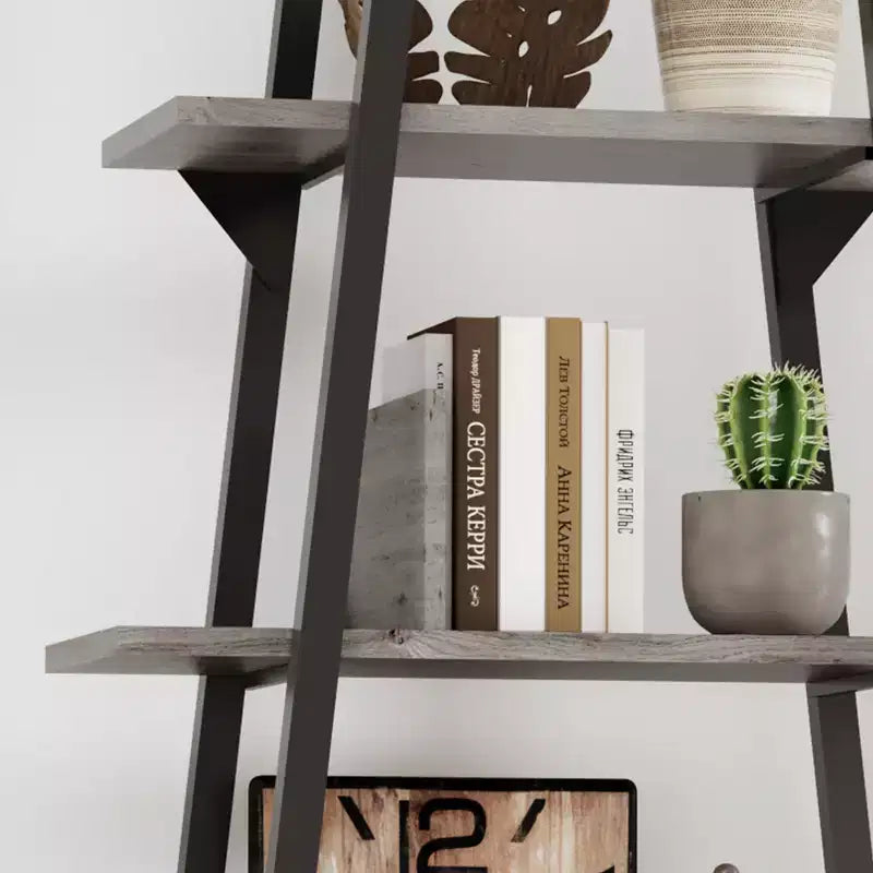 Grande étagère industrielle en bois à 5 niveaux avec design rustique ouvert, étagères de présentation autoportantes pour le rangement à domicile ou au bureau