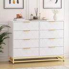 Commode en bois à 8 tiroirs avec poignées en métal, commode de chambre moderne et robuste avec tiroirs profonds, commode en bois à cadre métallique, commode robuste
