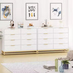 Commode en bois à 8 tiroirs avec poignées en métal, commode de chambre moderne et robuste avec tiroirs profonds, commode en bois à cadre métallique, commode robuste