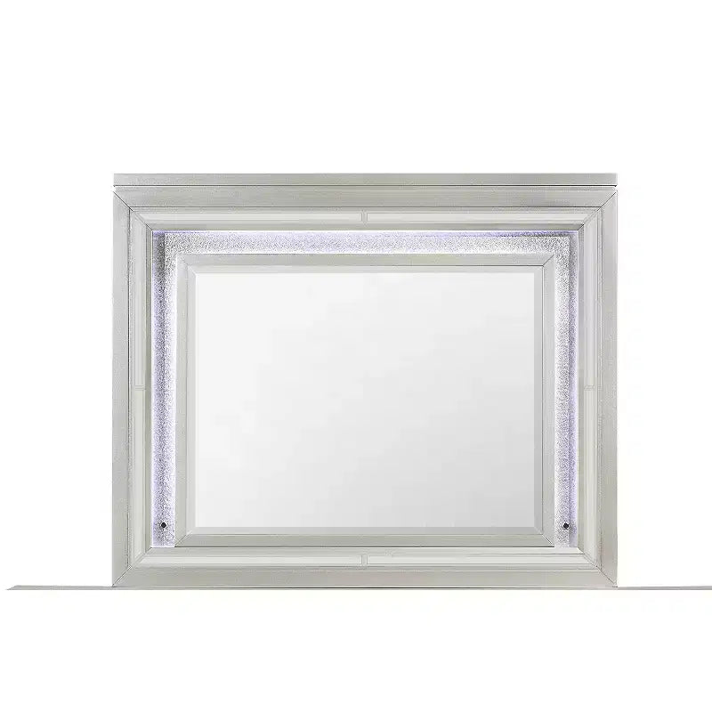 HomeStock Champagne Mirror with Elegant Frame and Reflective Accents  Transitional Bedroom Wall Mirror