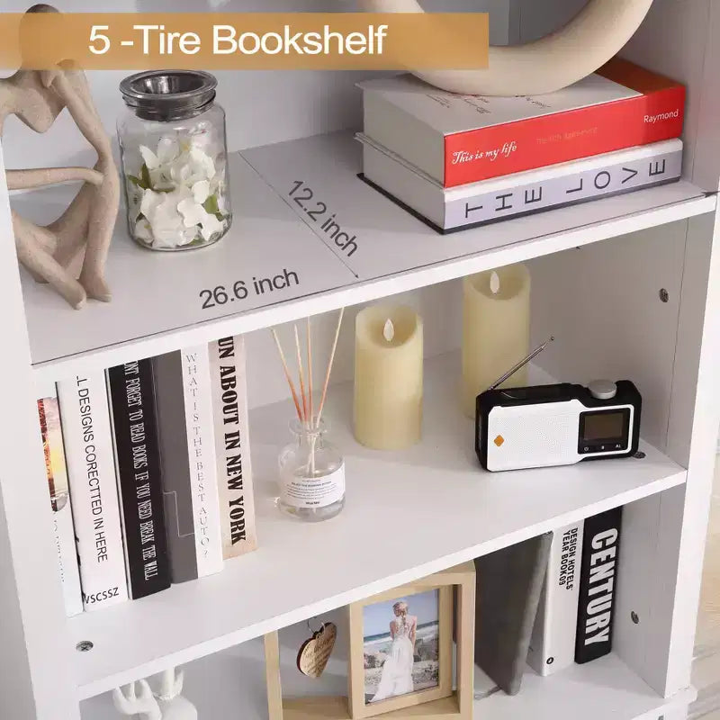 Bibliothèque haute de 72 po avec portes, 6 étagères avec tiroirs et étagères réglables, étagère ouverte du sol au plafond pour chambre à coucher, salon, maison, bureau