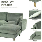 PexFix Canapé modulaire moderne en velours côtelé 6 places, conception convertible en U ou en L avec pouf et coussins pour salon ou bureau, vert olive