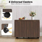 Table basse pliable Costway 48, table basse extensible avec armoires de rangement et roulettes, chêne/noyer/marron
