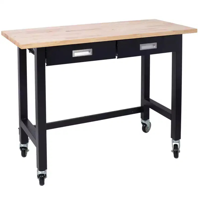Okak Bureau de 122/152 cm de large à hauteur réglable, bureau debout avec roulettes en métal, bureau d'ordinateur pour salon, atelier, bureau
