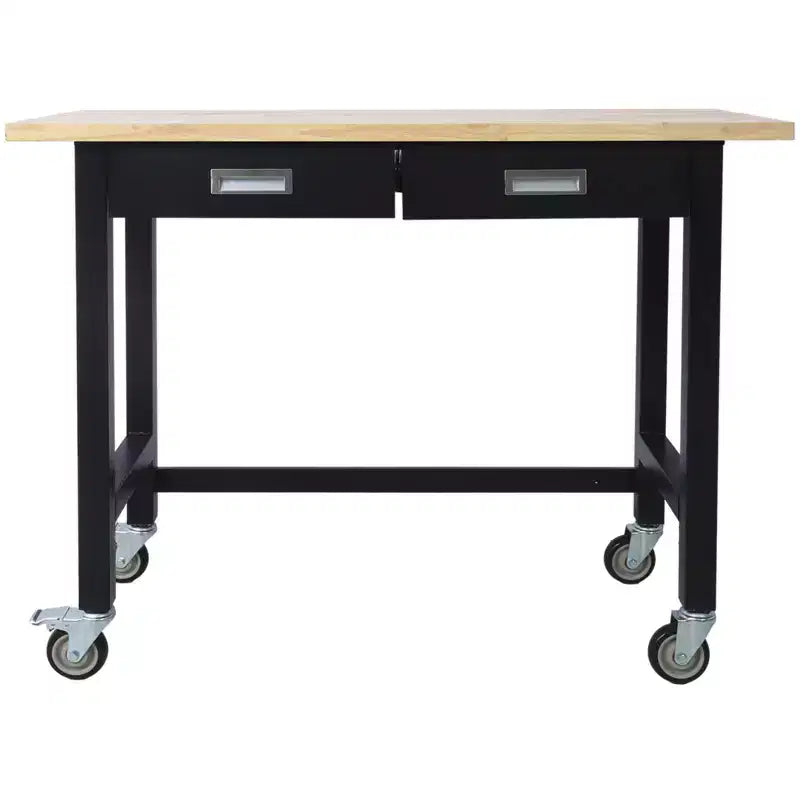 Okak Bureau de 122/152 cm de large à hauteur réglable, bureau debout avec roulettes en métal, bureau d'ordinateur pour salon, atelier, bureau