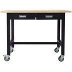 Okak Bureau de 122/152 cm de large à hauteur réglable, bureau debout avec roulettes en métal, bureau d'ordinateur pour salon, atelier, bureau
