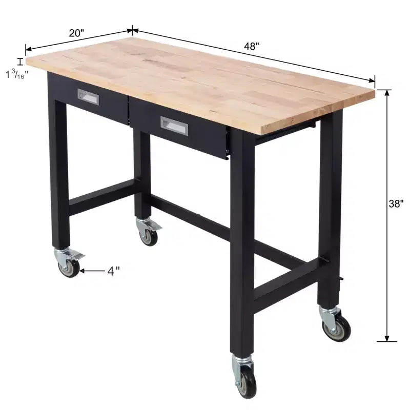 Okak Bureau de 122/152 cm de large à hauteur réglable, bureau debout avec roulettes en métal, bureau d'ordinateur pour salon, atelier, bureau