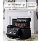 Fauteuil inclinable manuel surdimensionné, grand fauteuil paresseux en cuir PU pour adultes avec rembourrage éponge 1,5X, fonctions de chaleur et de massage - Noir